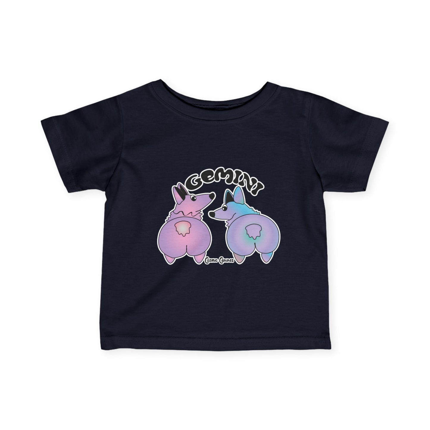 Gemini Dog Zodiac Cartoon Infant Fine Jersey Tee